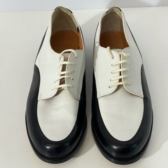 Robert Clergerie Black and White Lace Up Leather Oxfords Shoes | Men Size 9 1/2 - Picture 1 of 12